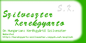 szilveszter kerekgyarto business card